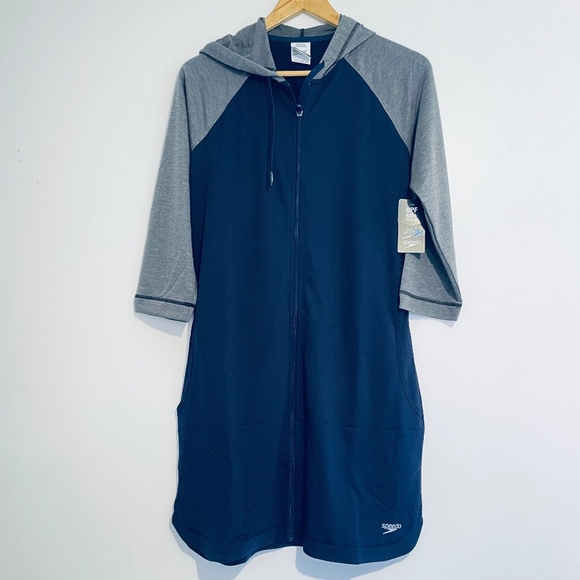 Speedo Swim Hoodie Zip Front Cardigan Cover Up - Picture 7 of 13